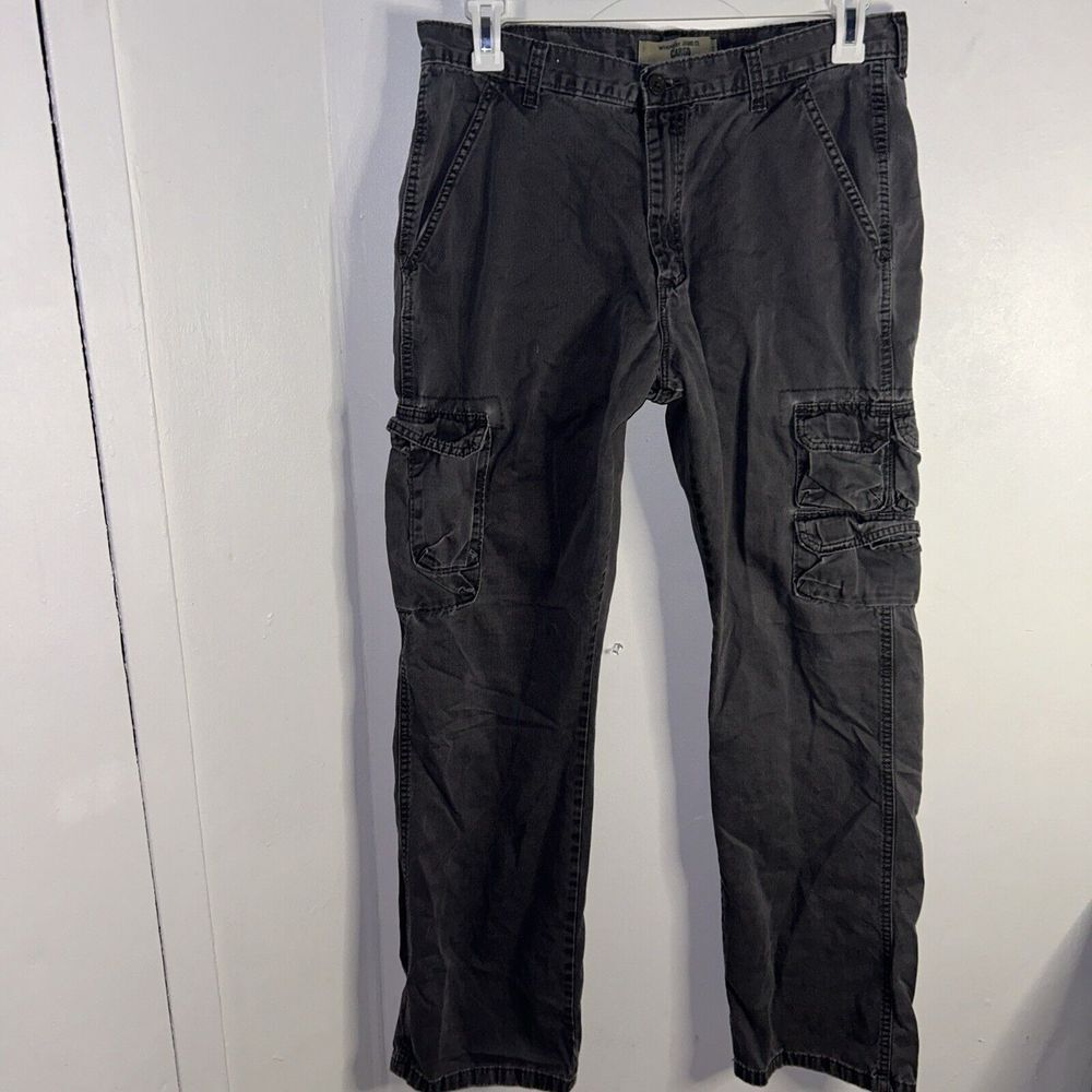 Wrangler Mens 6-Pocket Flex Waist Cargo Pants Gray Size 34x34